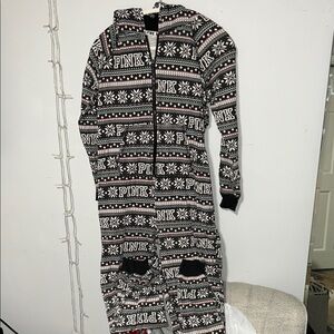 PINK Victoria's Secret Black and White Patterned Onesie
